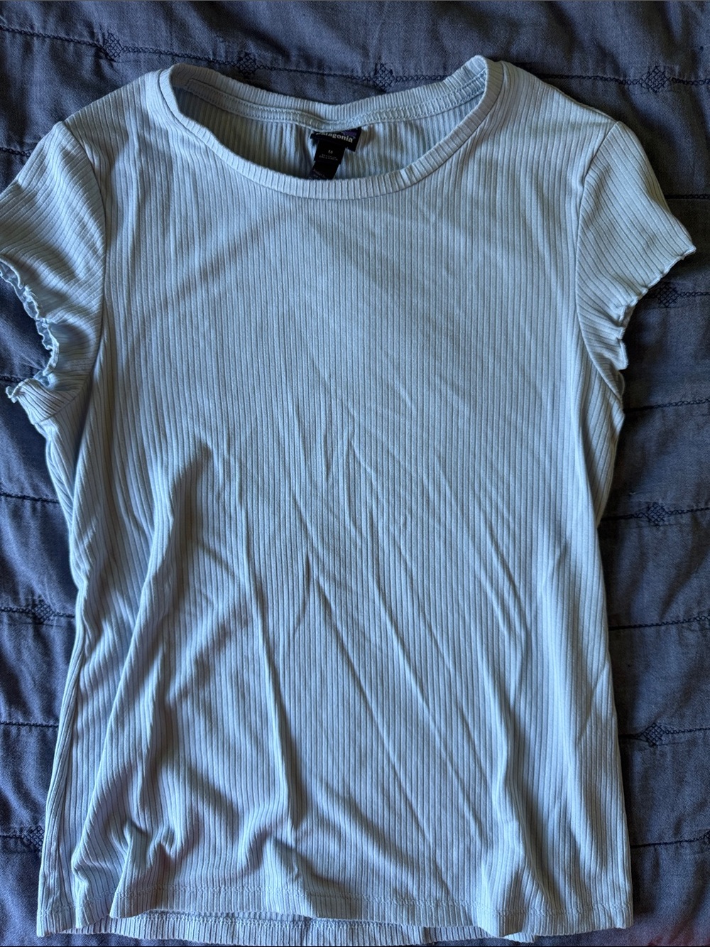 Patagonia Light Blue Ribbed Short Sleeve Tee